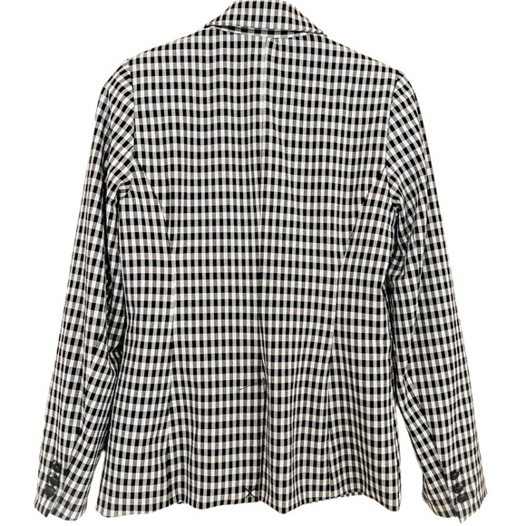 Maison d’ Amelie Black-White Classic Gingham Plaid Double Breasted Blazer Small - Picture 2 of 8